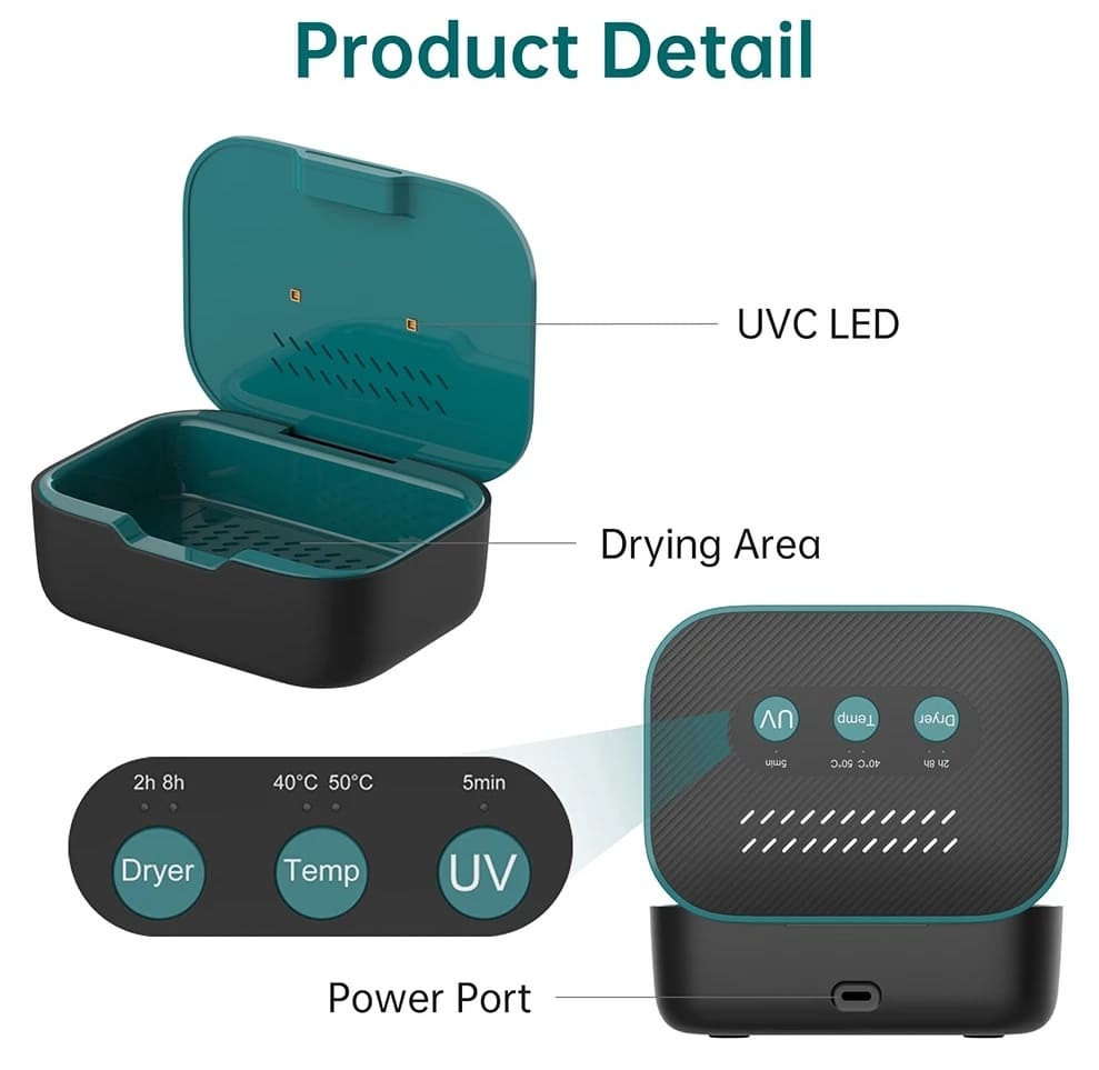 เครื่องอบระเหยและเครื่องฆ่าเชื้อ UVC - ฟันปลอม แหวน หูฟัง ฯลฯ