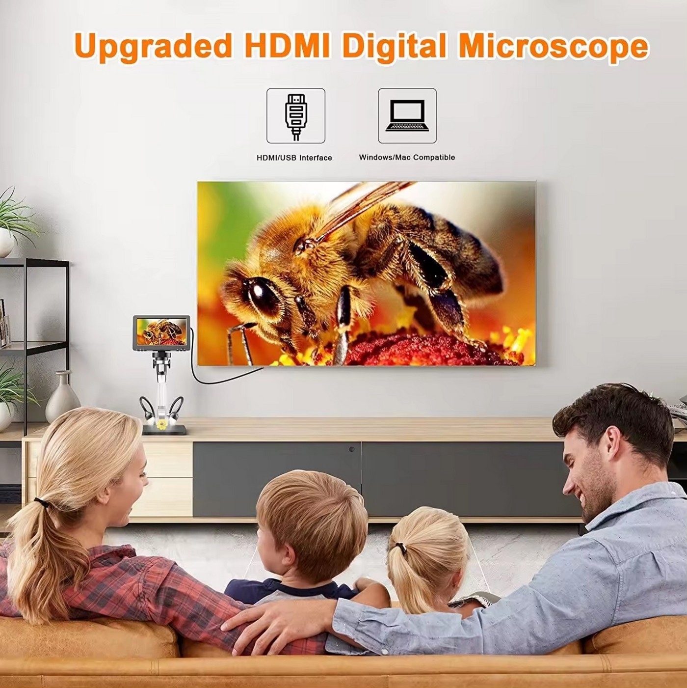 กล้องจุลทรรศน์พร้อมจอแสดงผลแบบดิจิตอลอิเล็กทรอนิกส์แบบ Full HD สำหรับทีวีคอมพิวเตอร์พร้อมฟังก์ชันซูม