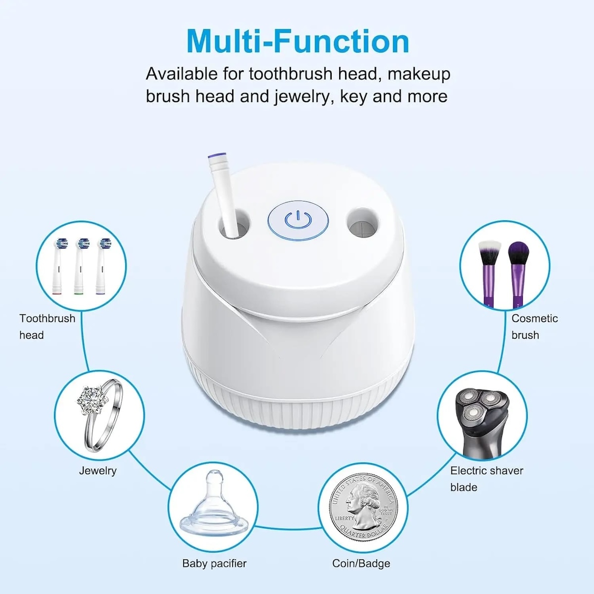 เครื่องทำความสะอาดอัลตราโซนิก UV สำหรับแปรง แหวน เหรียญ เหล็กจัดฟัน ฟันปลอม